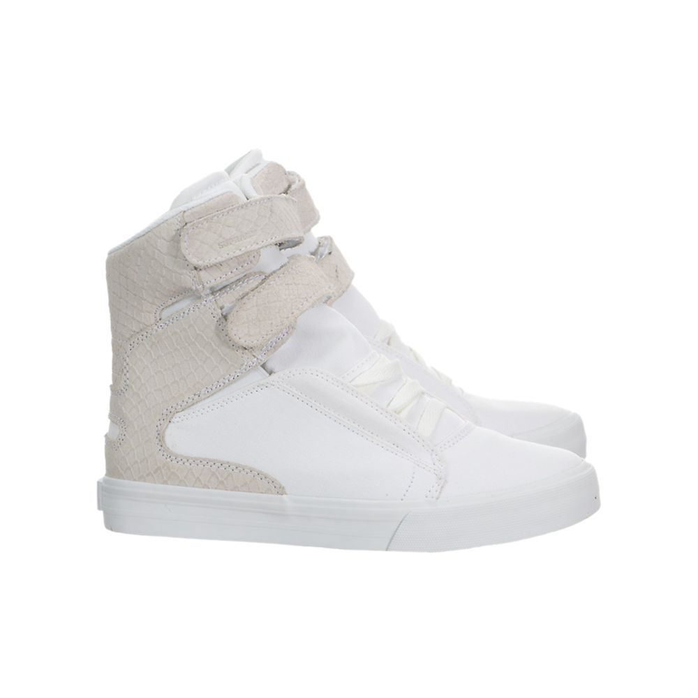 Baskets Montantes Supra Society II Blanche Grise White/White Femme | FJM-79922948